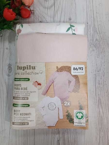 Боді для дівчинки Lupilu бавовна набір 2 шт з довгим рукавом 1501 фото